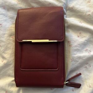 Elegant Burgundy Leather Wallet crossover